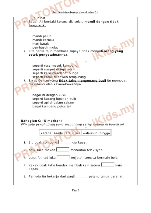 Pratonton muka 2 lembaran Modul Bahasa Melayu — Bahasa Melayu Tahun 3