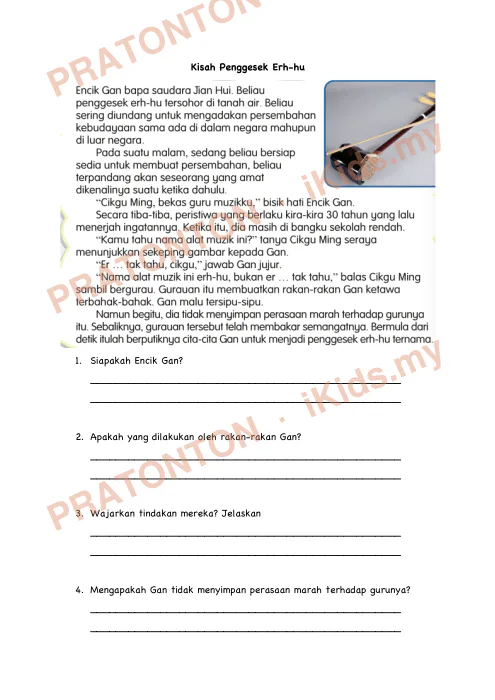 Pratonton muka 4 lembaran Modul Bahasa Melayu SJK Tahun 6 — Unit 19: Merdunya Alunan — Bahasa Melayu Tahun 6