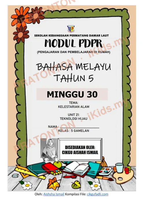 Pratonton muka 1 lembaran Modul Bahasa Melayu Tahun 5 — Tema 7 Unit 21: Teknologi Hijau — Bahasa Melayu Tahun 5