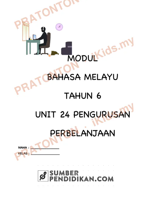Pratonton muka 1 lembaran Modul Bahasa Melayu Tahun 6 — Unit 24: Pengurusan Perbelanjaan — Bahasa Melayu Tahun 6