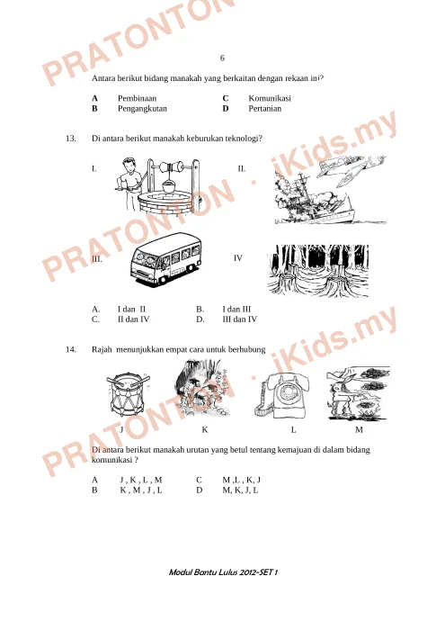 Pratonton muka 6 lembaran Modul Bantu Lulus Sains — Set 1 — Sains Tahun 6