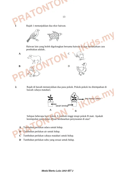 Pratonton muka 1 lembaran Modul Bantu Lulus Sains — Set 2 — Sains Tahun 6