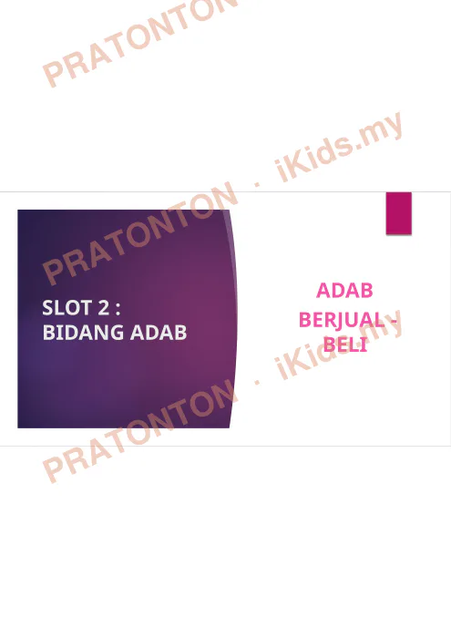 Pratonton muka 1 lembaran Modul Bidang Adab Tahun 5 — Slot 2: Berjual Beli — Pendidikan Islam Tahun 5