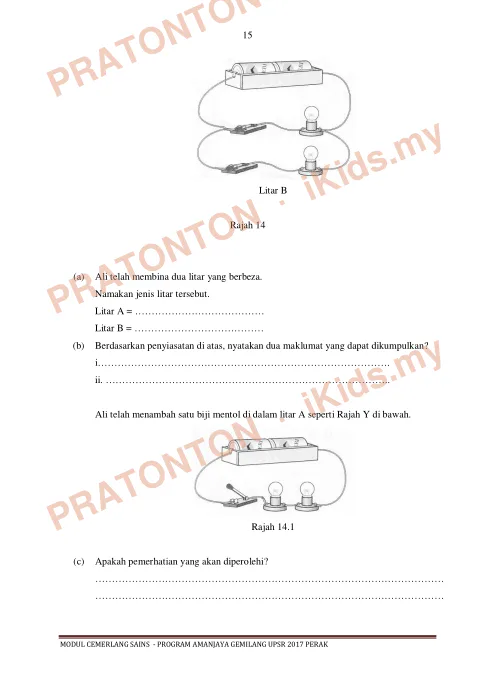 Pratonton muka 15 lembaran Modul Cemerlang Sains Tahun 5 — Set Latihan — Sains Tahun 6