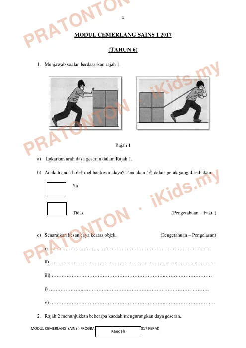 Pratonton muka 1 lembaran Modul Cemerlang Sains Tahun 6 — Set 1 (2017) — Sains Tahun 6