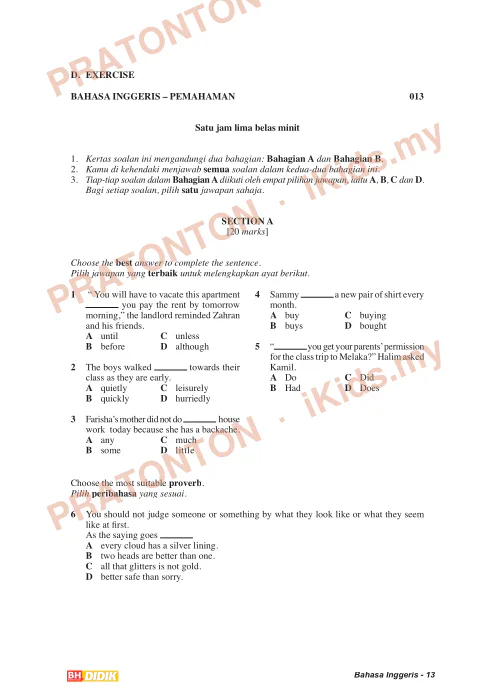 Pratonton muka 13 lembaran Modul Didik Bahasa Inggeris Tahun 6 (2016) — Bahasa Inggeris Tahun 6