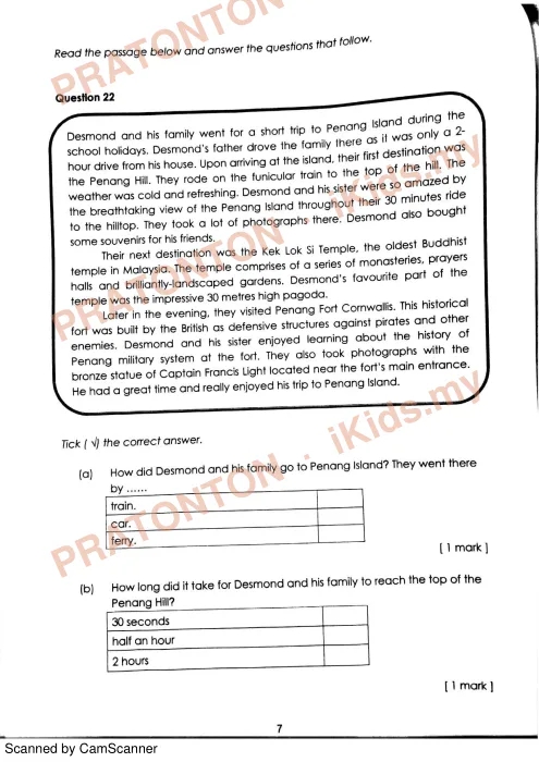Pratonton muka 7 lembaran Modul Latihan Bahasa Inggeris Tahun 6 2016 — Kertas 1 — Bahasa Inggeris Tahun 6