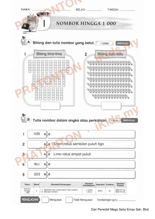 Pratonton muka 1 lembaran Modul Matematik 15 — Matematik Tahun 2