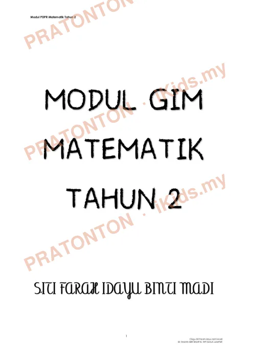 Pratonton muka 1 lembaran Modul Matematik 29 — Matematik Tahun 2