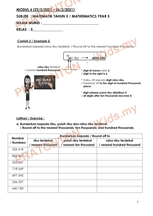 Pratonton muka 2 lembaran Modul Matematik Tahun 5 — Modul 6 (Dwibahasa) — Matematik Tahun 5