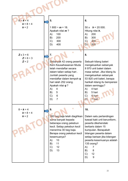 Pratonton muka 16 lembaran Modul Matematik Tahun 5 — Tajuk 1: Nombor Bulat dan Operasi Asas — Matematik Tahun 5