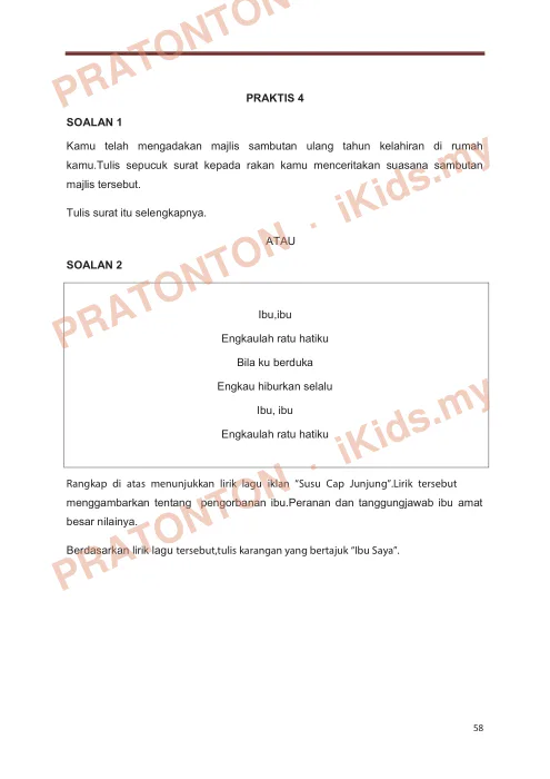 Pratonton muka 61 lembaran Modul PASTI A Pahang — Bahasa Melayu Penulisan — Bahasa Melayu Tahun 6