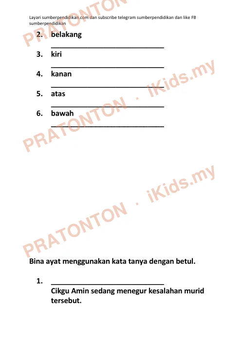 Pratonton muka 5 lembaran MODUL PBD — Bahasa Melayu Tahun 1