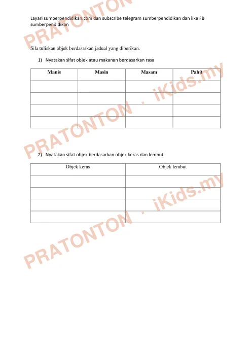 Pratonton muka 4 lembaran MODUL PBD — Sains Tahun 1