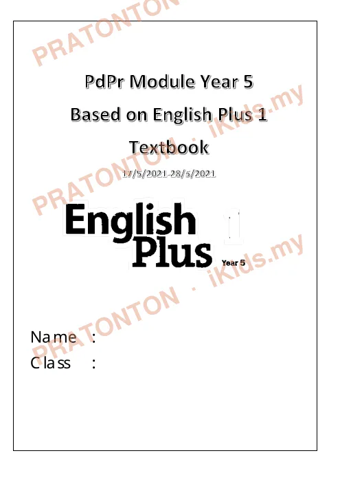 Pratonton muka 1 lembaran Modul PdPR Bahasa Inggeris Tahun 5 — Mei — Bahasa Inggeris Tahun 5