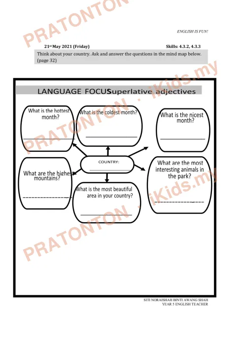 Pratonton muka 7 lembaran Modul PdPR Bahasa Inggeris Tahun 5 — Modul 1 — Bahasa Inggeris Tahun 5