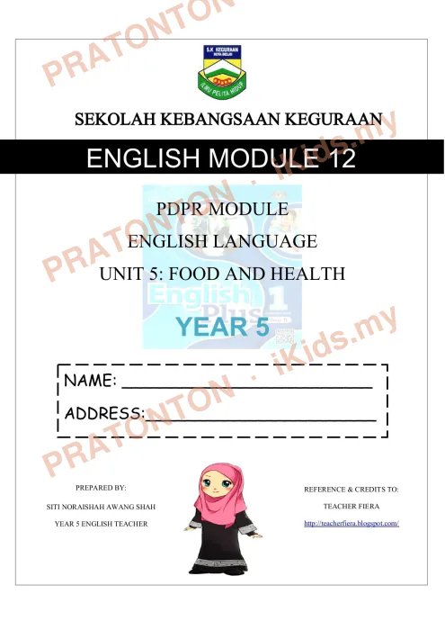 Pratonton muka 1 lembaran Modul PdPR Bahasa Inggeris Tahun 5 — Modul 12 — Bahasa Inggeris Tahun 5