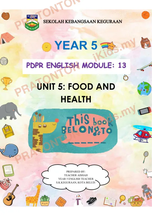 Pratonton muka 1 lembaran Modul PdPR Bahasa Inggeris Tahun 5 — Modul 13 — Bahasa Inggeris Tahun 5