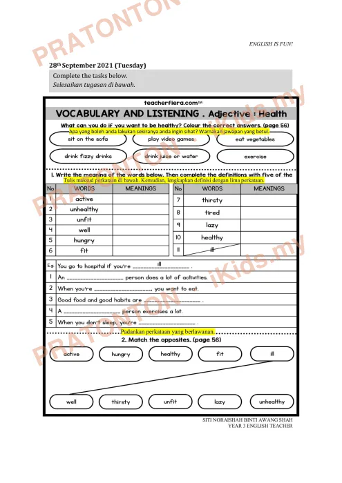 Pratonton muka 4 lembaran Modul PdPR Bahasa Inggeris Tahun 5 — Modul 13 — Bahasa Inggeris Tahun 5