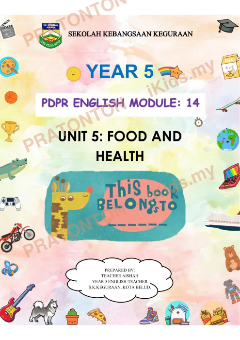 Pratonton muka 1 lembaran Modul PdPR Bahasa Inggeris Tahun 5 — Modul 14 — Bahasa Inggeris Tahun 5