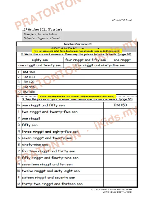 Pratonton muka 4 lembaran Modul PdPR Bahasa Inggeris Tahun 5 — Modul 15 — Bahasa Inggeris Tahun 5
