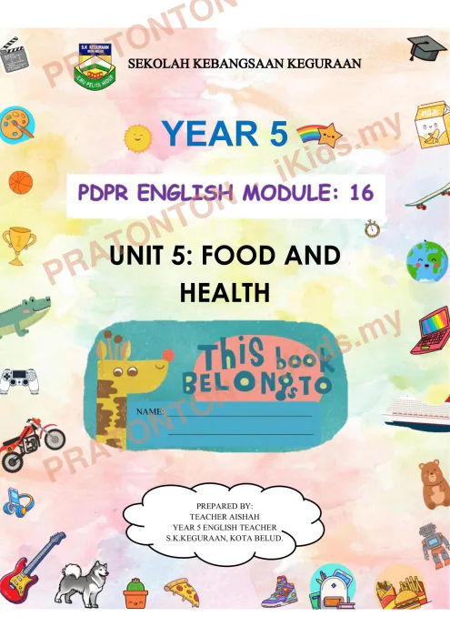 Pratonton muka 1 lembaran Modul PdPR Bahasa Inggeris Tahun 5 — Modul 16 — Bahasa Inggeris Tahun 5
