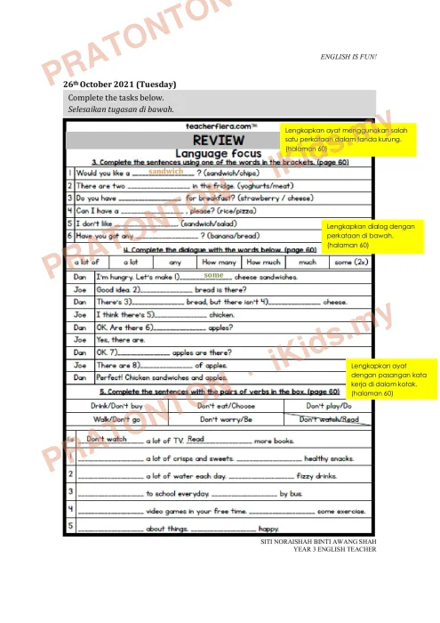 Pratonton muka 4 lembaran Modul PdPR Bahasa Inggeris Tahun 5 — Modul 17 — Bahasa Inggeris Tahun 5