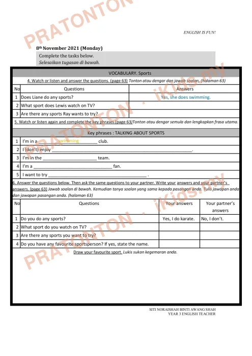 Pratonton muka 5 lembaran Modul PdPR Bahasa Inggeris Tahun 5 — Modul 18 — Bahasa Inggeris Tahun 5