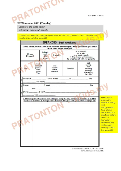 Pratonton muka 4 lembaran Modul PdPR Bahasa Inggeris Tahun 5 — Modul 20 — Bahasa Inggeris Tahun 5