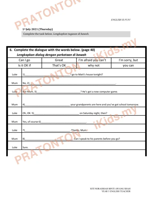 Pratonton muka 8 lembaran Modul PdPR Bahasa Inggeris Tahun 5 — Modul 3 — Bahasa Inggeris Tahun 5