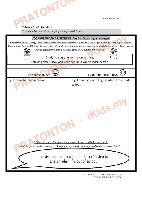 Pratonton muka 5 lembaran Modul PdPR Bahasa Inggeris Tahun 5 — Modul 6 — Bahasa Inggeris Tahun 5