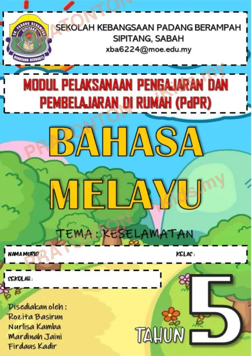 Pratonton muka 1 lembaran Modul PdPR Bahasa Melayu Tahun 5 — SK Padang Berampah — Bahasa Melayu Tahun 5