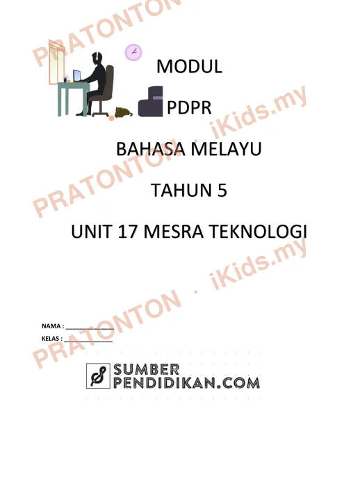 Pratonton muka 1 lembaran Modul PdPR Bahasa Melayu Tahun 5 — Unit 17: Mesra Teknologi (Set 2) — Bahasa Melayu Tahun 5