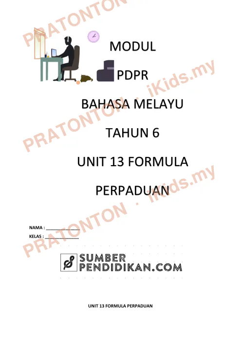 Pratonton muka 1 lembaran Modul PdPR Bahasa Melayu Tahun 6 — Unit 13: Formula Perpaduan — Bahasa Melayu Tahun 6