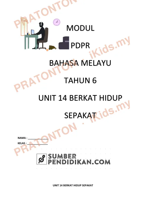 Pratonton muka 1 lembaran Modul PdPR Bahasa Melayu Tahun 6 — Unit 14: Berkat Hidup Sepakat — Bahasa Melayu Tahun 6