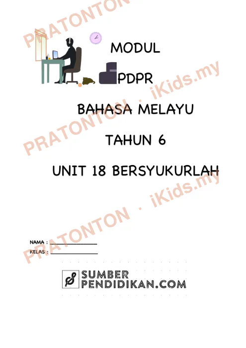 Pratonton muka 1 lembaran Modul PdPR Bahasa Melayu Tahun 6 — Unit 18: Bersyukurlah — Bahasa Melayu Tahun 6