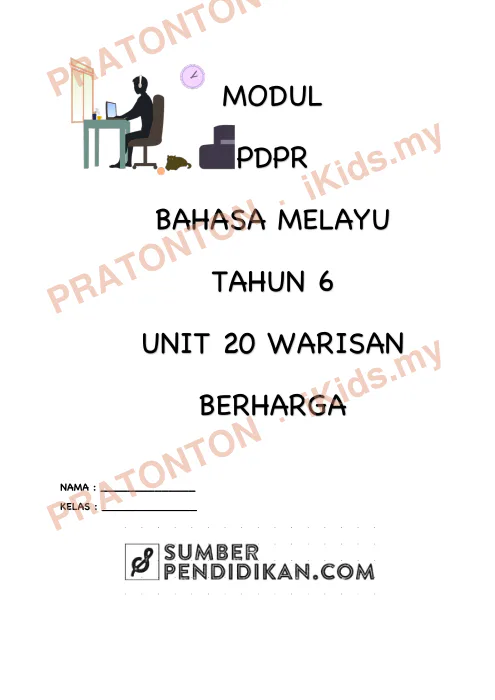 Pratonton muka 1 lembaran Modul PdPR Bahasa Melayu Tahun 6 — Unit 20: Warisan Berharga — Bahasa Melayu Tahun 6