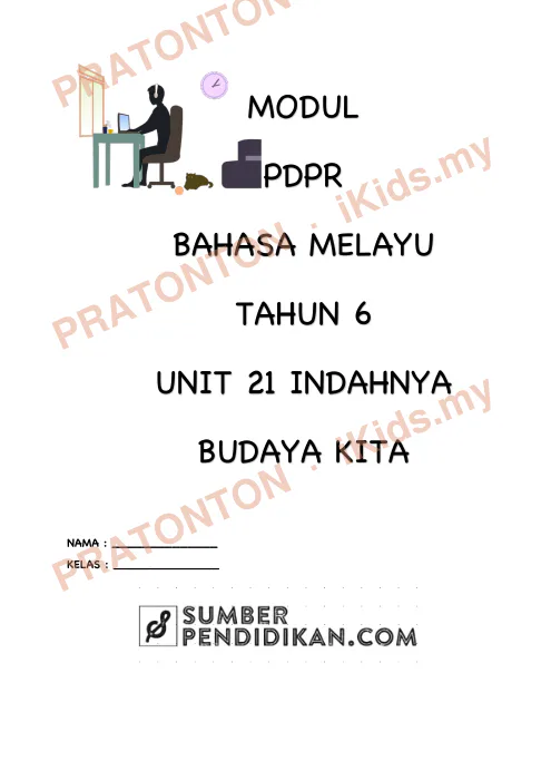 Pratonton muka 1 lembaran Modul PdPR Bahasa Melayu Tahun 6 — Unit 21: Indahnya Budaya Kita — Bahasa Melayu Tahun 6