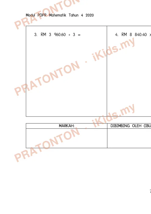 Pratonton muka 8 lembaran Modul PdPR Matematik Tahun 4 — Matematik Tahun 4