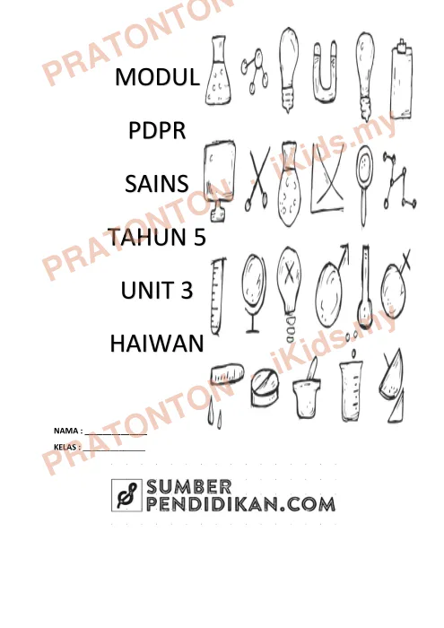 Pratonton muka 1 lembaran Modul PdPR Sains Tahun 5 — Unit 3: Haiwan Melindungi Diri — Sains Tahun 5