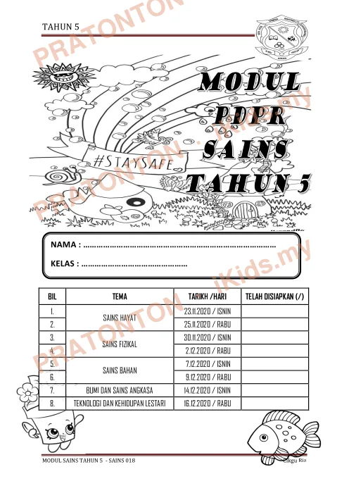 Pratonton muka 1 lembaran Modul PdPR Sains Tahun 5 — Sains Tahun 5