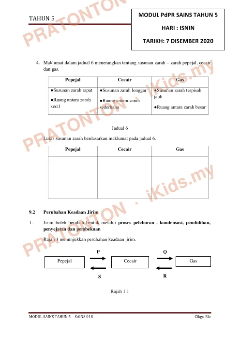 Pratonton muka 14 lembaran Modul PdPR Sains Tahun 5 — Sains Tahun 5