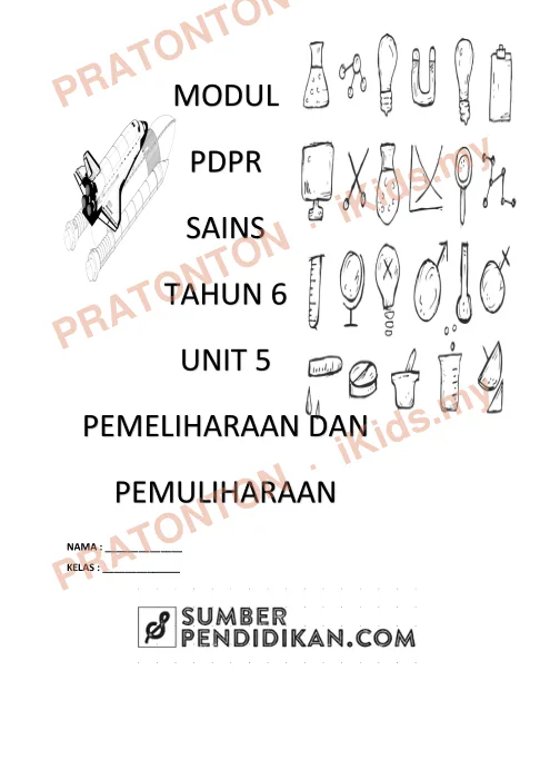 Pratonton muka 1 lembaran Modul PdPR Sains Tahun 6 — Unit 5: Pemeliharaan dan Pemuliharaan — Sains Tahun 6