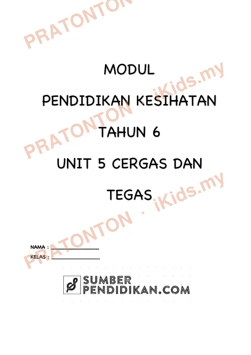 Pratonton muka 1 lembaran Modul Pendidikan Kesihatan Tahun 6 — Unit 5: Cergas dan Tegas — Pendidikan Kesihatan Tahun 6