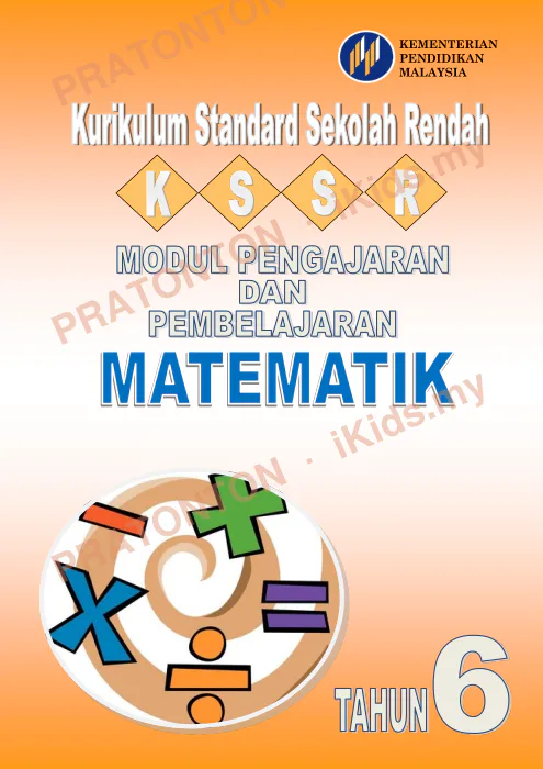 Pratonton muka 1 lembaran Modul Pengajaran dan Pembelajaran Matematik KSSR Tahun 6 — Matematik Tahun 6