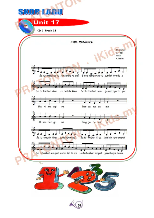 Pratonton muka 61 lembaran Modul Pengajaran Muzik Tahun 1 — Pendidikan Kesenian Tahun 1