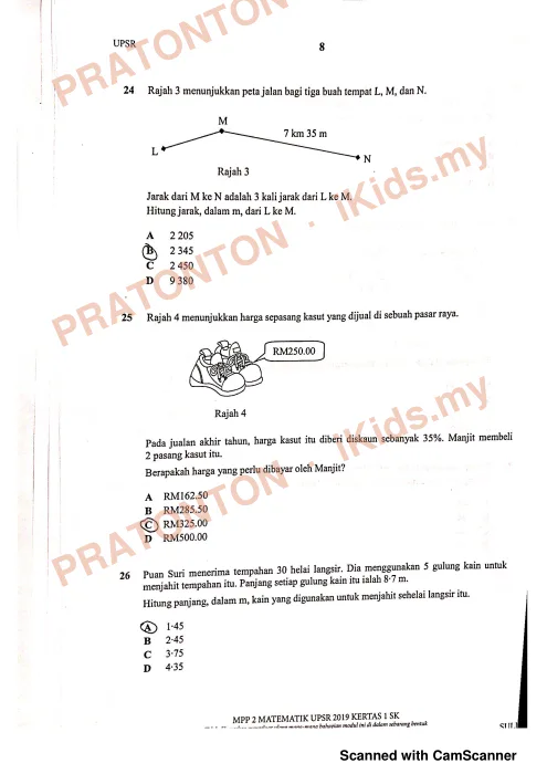 Pratonton muka 8 lembaran Modul Perkembangan Pembelajaran UPSR 2019 (MPP 2) — Matematik Kertas 1 — Matematik Tahun 6