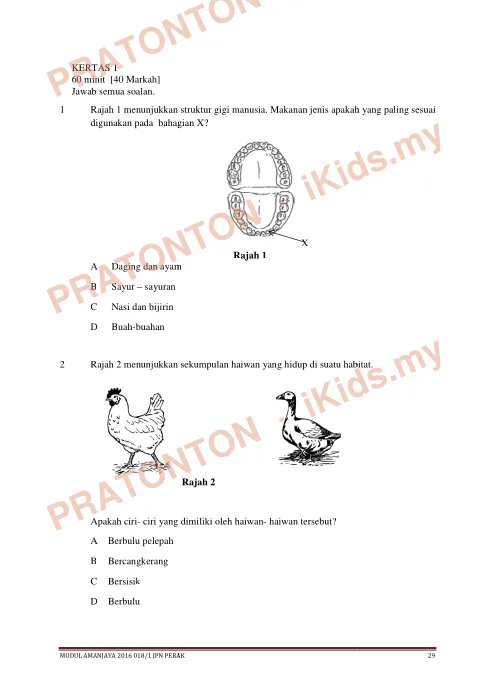 Pratonton muka 1 lembaran Modul Sains 1 — Sains Tahun 4