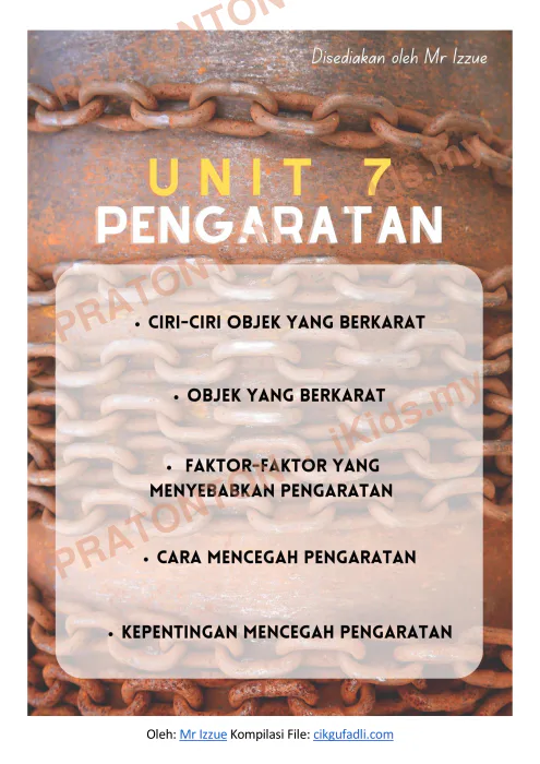 Pratonton muka 1 lembaran Modul Sains Tahun 5 — Unit 7: Pengaratan — Sains Tahun 5