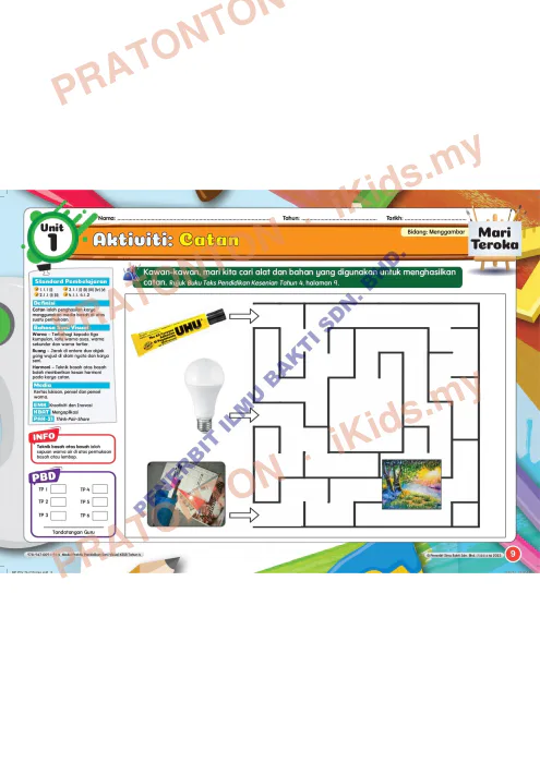 Pratonton muka 6 lembaran Modul Seni Visual 1 — Pendidikan Kesenian Tahun 4
